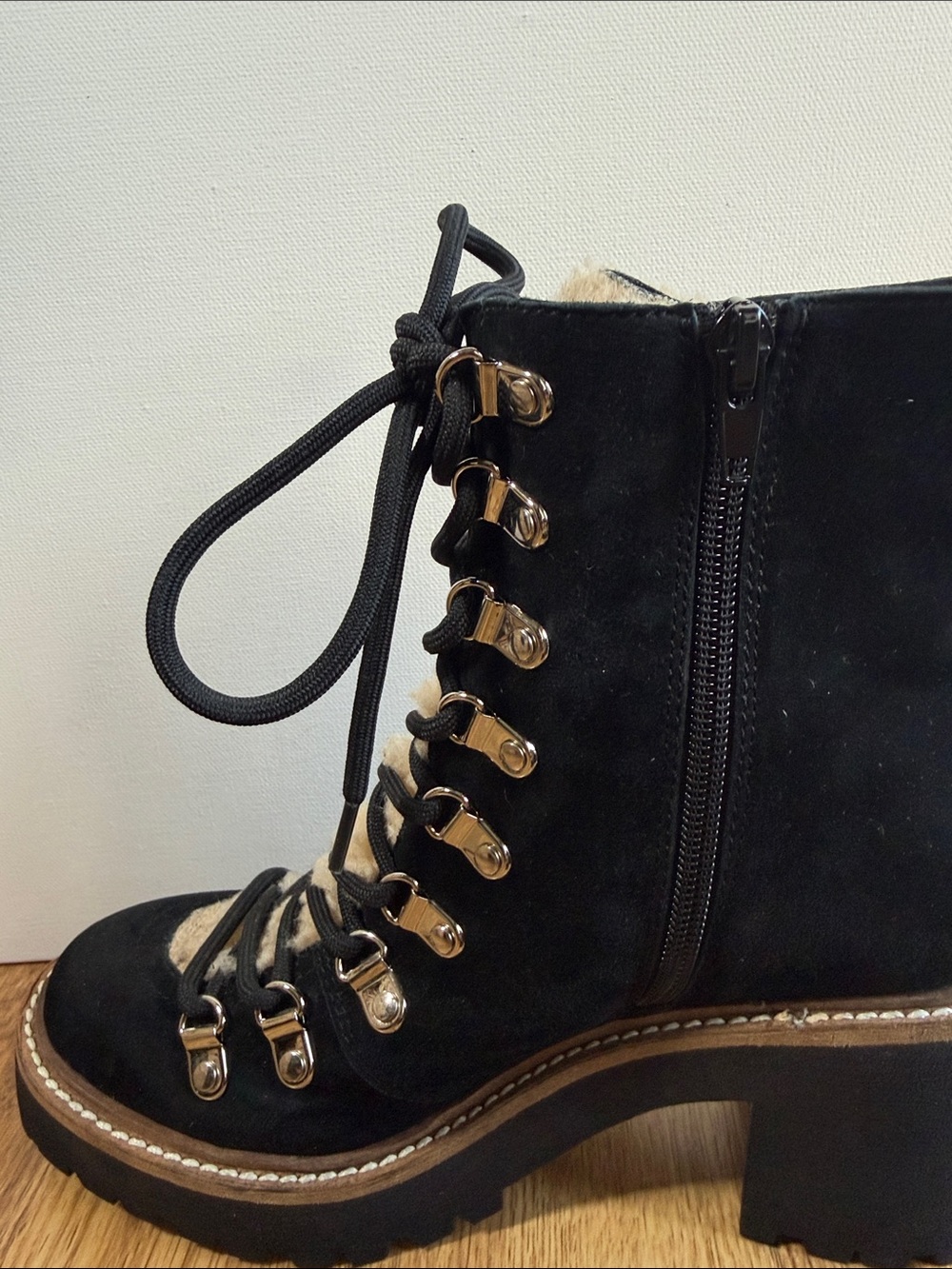 Jeffrey Campbell "OWhat" Suede Faux Fur Shearling Platform Boot 7 NEW - Picture 7 of 9
